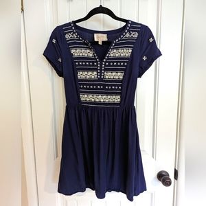 Navy Embroidered Dress